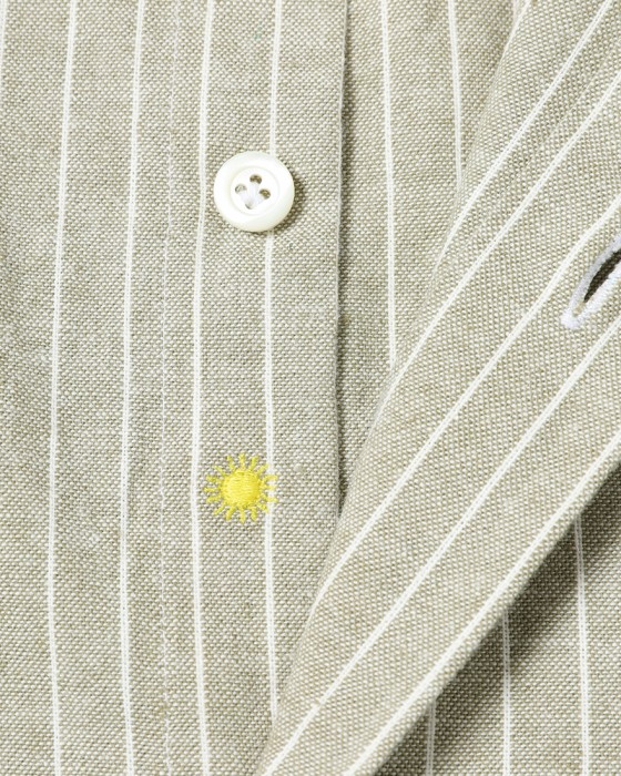 giannettoコットンリネン ストライプ　カッタウェイシャツ 【SLIM FIT】13l