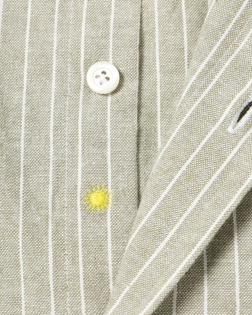 giannettoコットンリネン ストライプ　カッタウェイシャツ 【SLIM FIT】13l