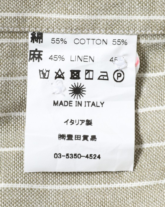 giannettoコットンリネン ストライプ　カッタウェイシャツ 【SLIM FIT】18l