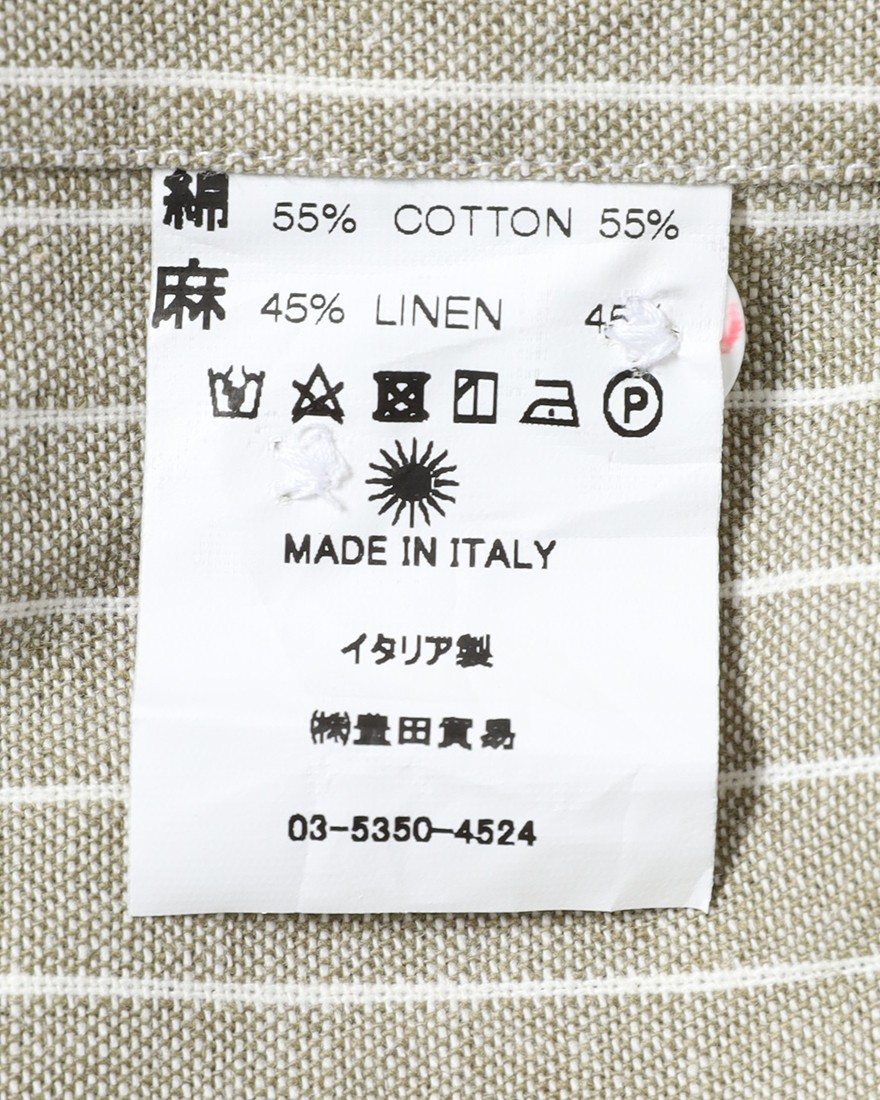 giannettoコットンリネン ストライプ　カッタウェイシャツ 【SLIM FIT】18l