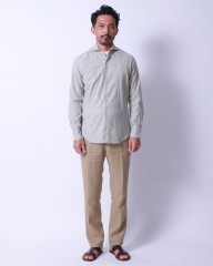 giannettoコットンリネン ストライプ カッタウェイシャツ 【SLIM FIT】mb_01l