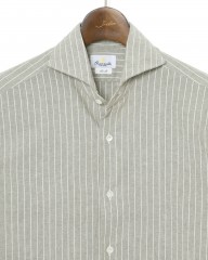 giannettoコットンリネン ストライプ　カッタウェイシャツ 【SLIM FIT】mb_05l