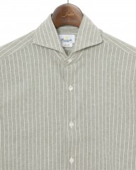giannettoコットンリネン ストライプ　カッタウェイシャツ 【SLIM FIT】mb_06l
