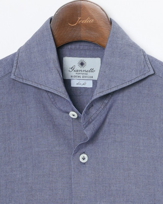 giannettoシャンブレー カッタウェイシャツ 【SLIM FIT】05l