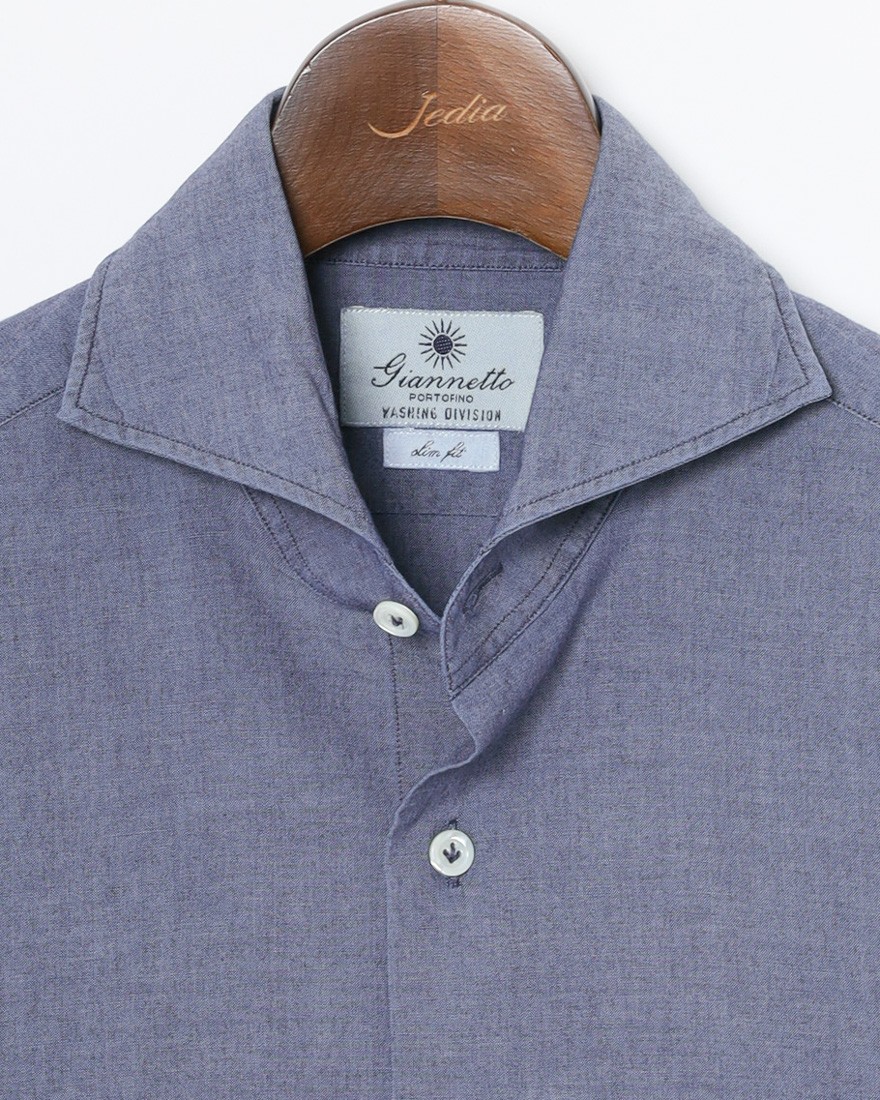 giannettoシャンブレー カッタウェイシャツ 【SLIM FIT】05l