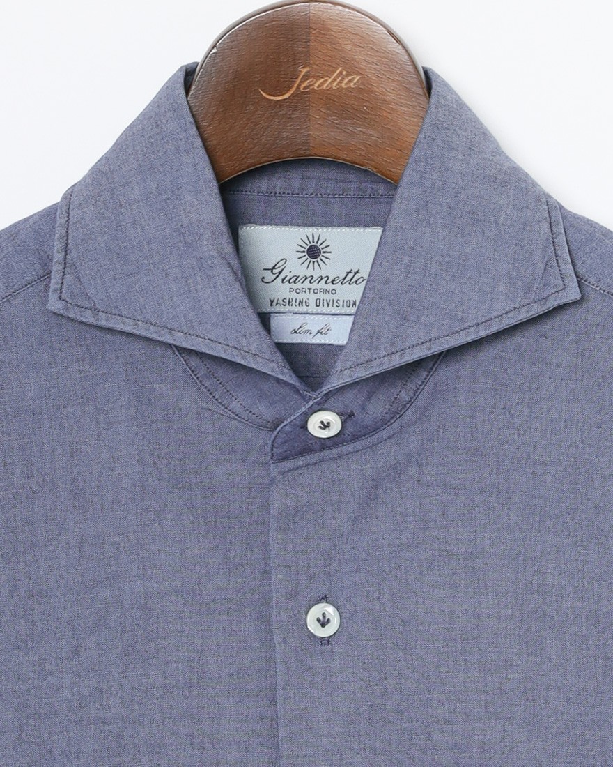 giannettoシャンブレー カッタウェイシャツ 【SLIM FIT】06l