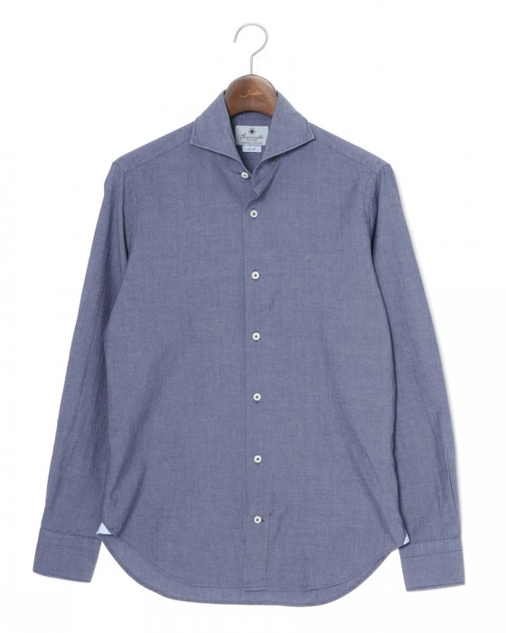 giannettoシャンブレー カッタウェイシャツ 【SLIM FIT】c0