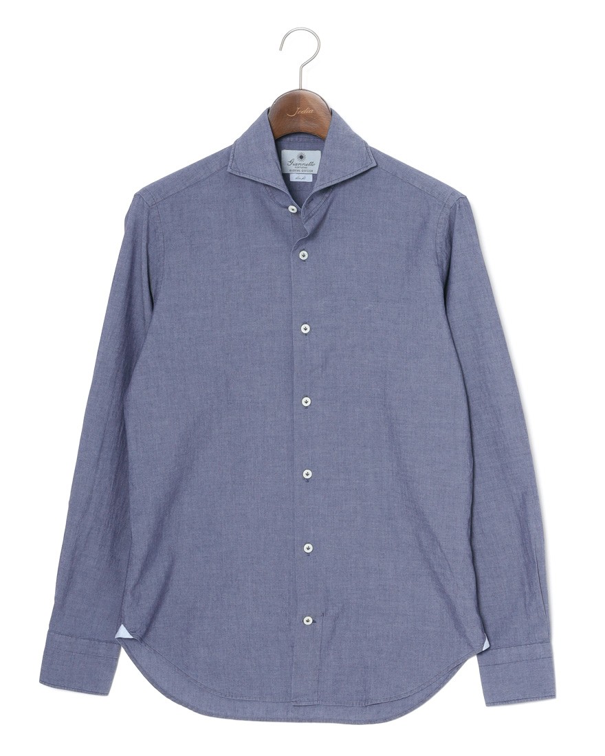 giannettoシャンブレー カッタウェイシャツ 【SLIM FIT】c0