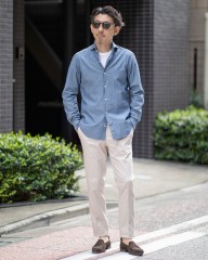 giannettoシャンブレー カッタウェイシャツ 【SLIM FIT】mb_ma