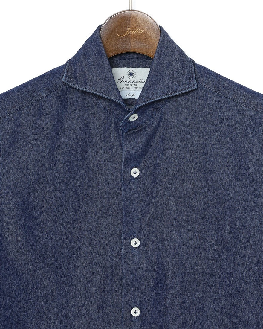 giannettoコットンシャンブレー カッタウェイシャツ 【SLIM FIT】06l