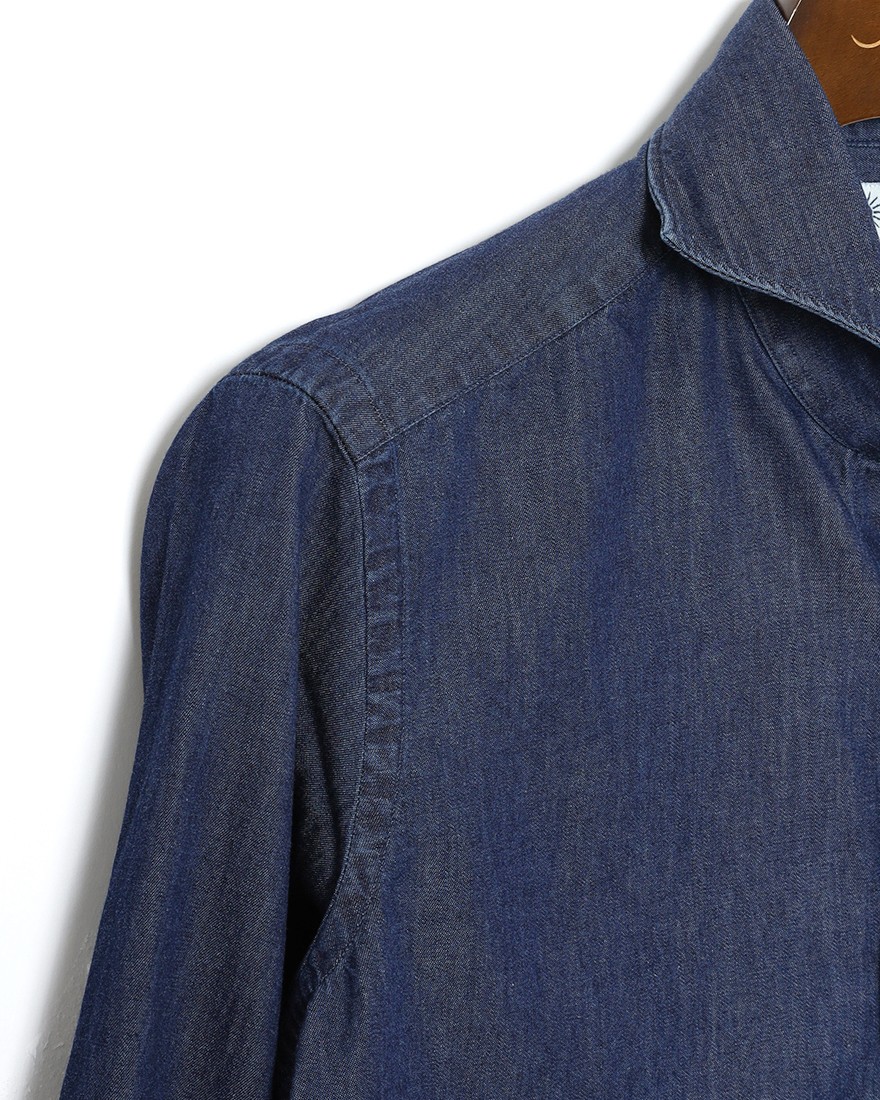 giannettoコットンシャンブレー カッタウェイシャツ 【SLIM FIT】07l