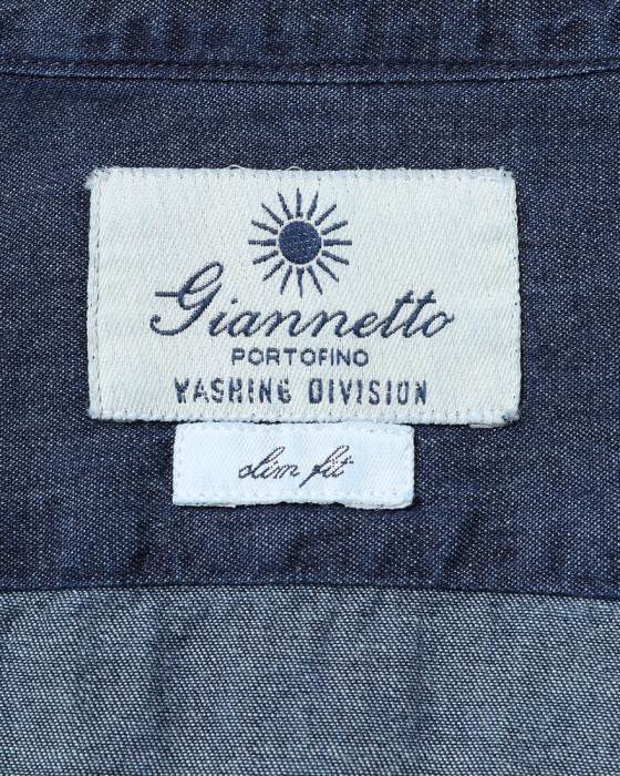 giannettoコットンシャンブレー カッタウェイシャツ 【SLIM FIT】10l