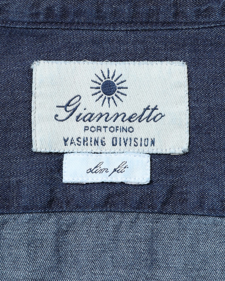 giannettoコットンシャンブレー カッタウェイシャツ 【SLIM FIT】10l