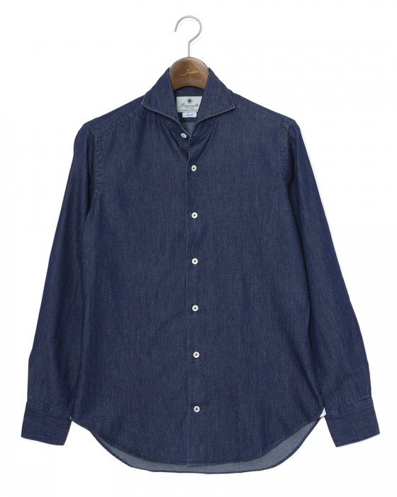 giannettoコットンシャンブレー カッタウェイシャツ 【SLIM FIT】ma