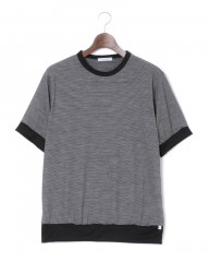 ANTICIPO（アンティーチポ）ウール混リブ ボーダークルーネックカットソー【NEBBIOLO】