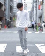 three dots裏起毛モックネックロングスリーブmb_ma