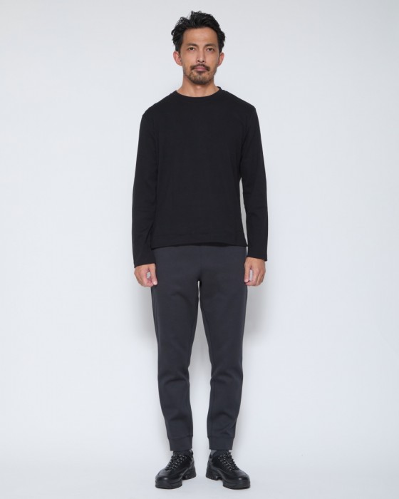 three dotsブラッシュドリブ 裏起毛クルーネックロングスリーブ14l