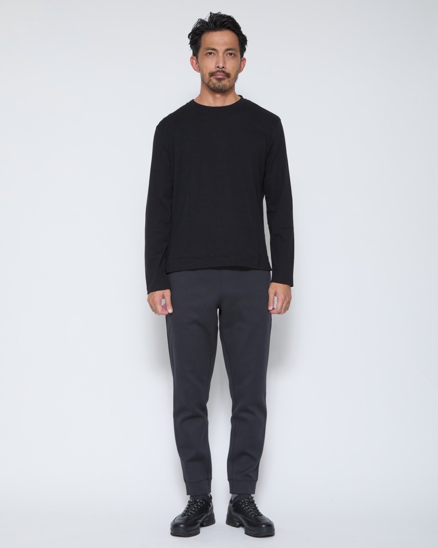 three dotsブラッシュドリブ 裏起毛クルーネックロングスリーブ14l