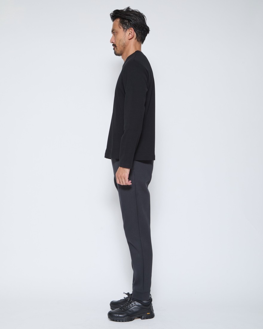 three dotsブラッシュドリブ 裏起毛クルーネックロングスリーブ15l