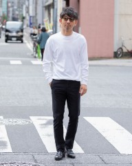 three dotsブラッシュドリブ裏起毛ハイゲージロングスリーブ スウェットmb_ma