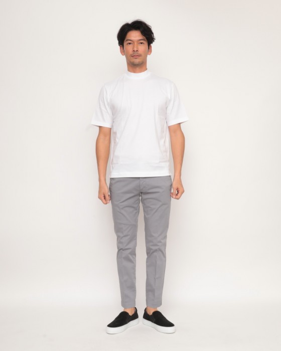 three dotsサンデッドジャージー モックネックTシャツ01l