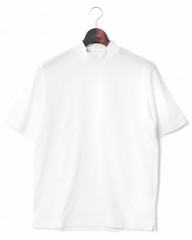 three dotsサンデッドジャージー モックネックTシャツmb_c0