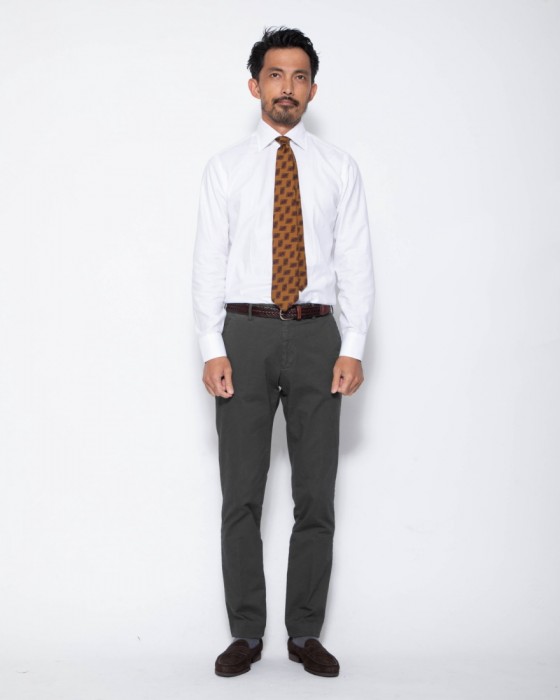 BORRIELLOセミワイドカラー コットンピンオックス シャツ【GAIOLA】16l