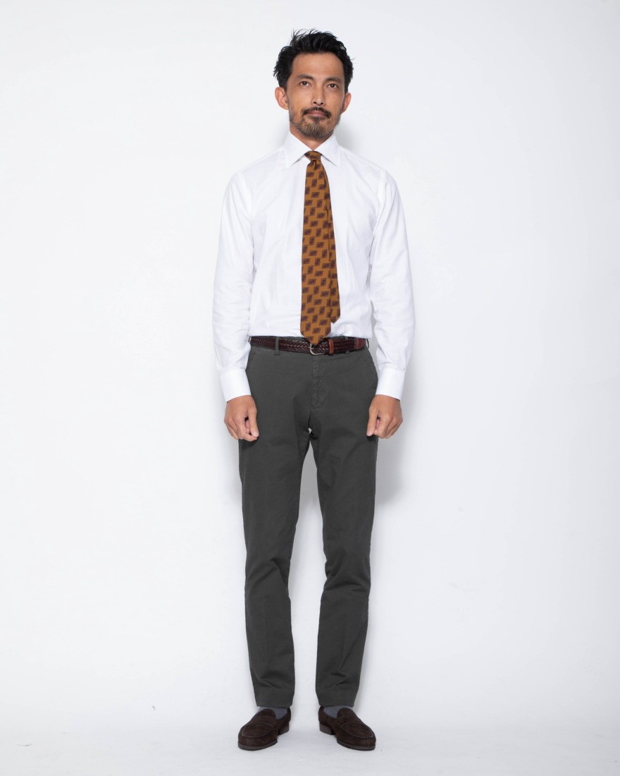 BORRIELLOセミワイドカラー コットンピンオックス シャツ【GAIOLA】16l