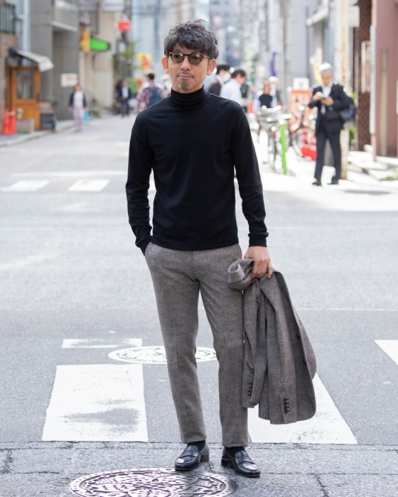 three dots（スリードッツ） 裏起毛タートルネックロングスリーブ