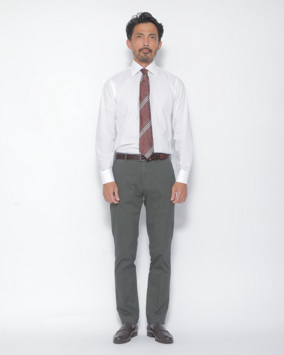 BORRIELLOセミワイドカラー ストレッチコットン シャツ【GAIOLA】16l