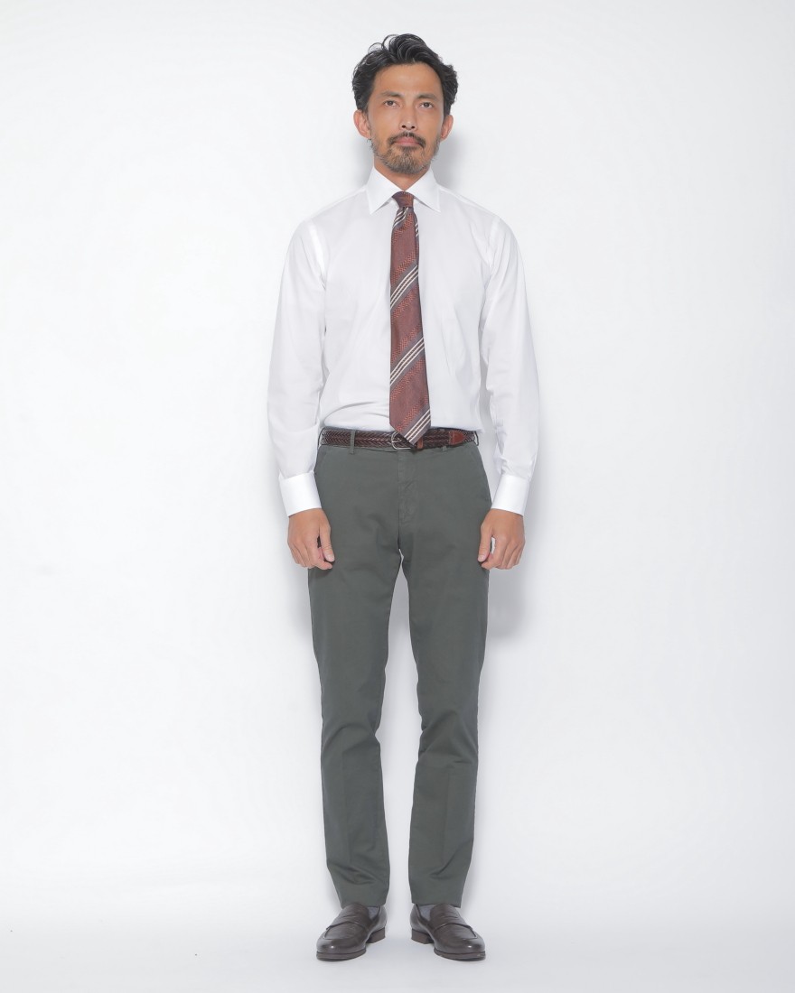 BORRIELLOセミワイドカラー ストレッチコットン シャツ【GAIOLA】16l