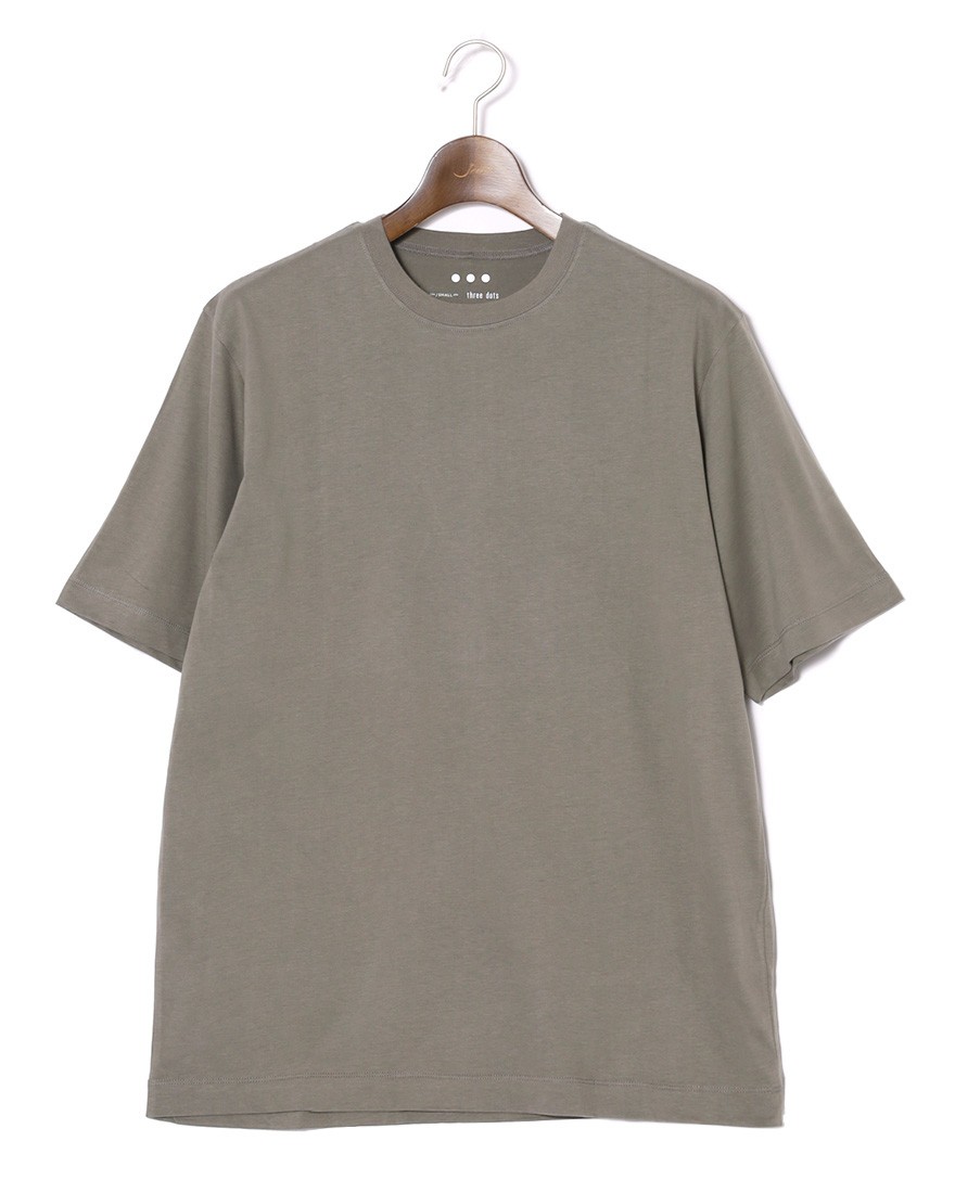 three dotsサンデッドジャージ モダンフィット クルーネックTシャツc5