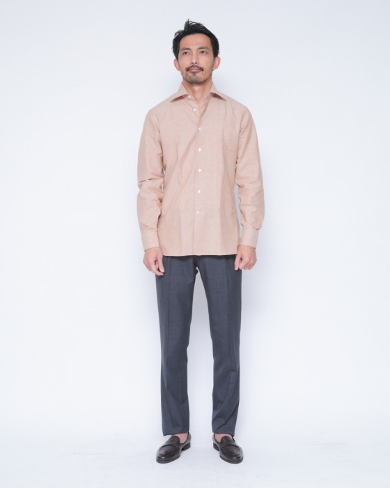 コットンリネン セミワイドカラーシャツ【Gaiola】｜BORRIELLO