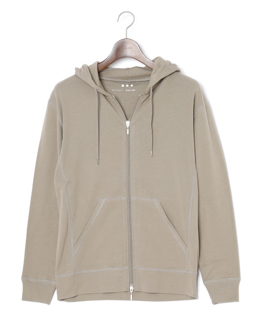 three dotsオーガニックコットンニット ダブルジップパーカー【New Daniel/OrganicCotton Knit】c9