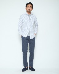 BORRIELLOセミワイドカラー コットンポプリンストライプ シャツ【GAIOLA/ガイオラ】mb_ma