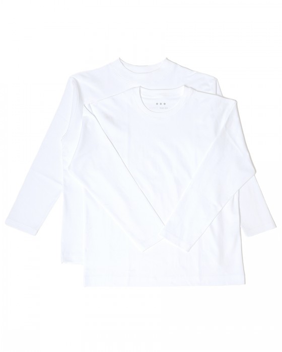 three dotsクルー＆モックネック 2パック ロングスリーブTシャツ【2Pack Tee】ma