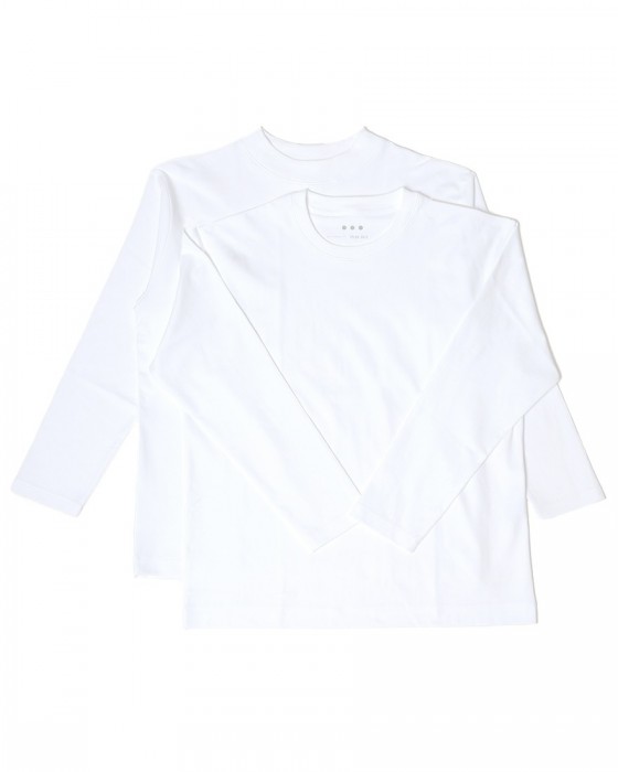 three dotsクルー＆モックネック 2パック ロングスリーブTシャツ【2Pack Tee】ma