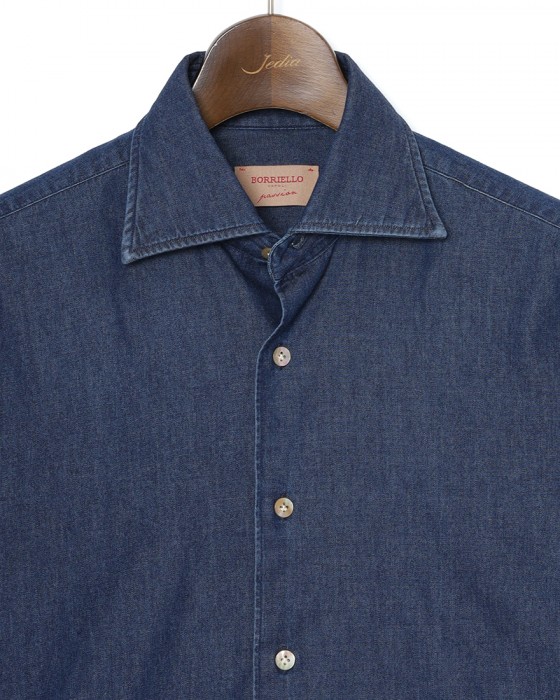 BORRIELLOコットンデニム セミワイドカラー シャツ【GAIOLA/ガイオラ】05l