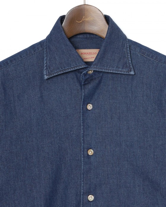 BORRIELLOコットンデニム セミワイドカラー シャツ【GAIOLA/ガイオラ】06l