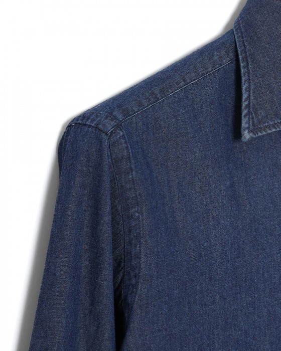 BORRIELLOコットンデニム セミワイドカラー シャツ【GAIOLA/ガイオラ】07l