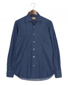 コットンデニム セミワイドカラー シャツ【GAIOLA/ガイオラ】