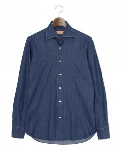 コットンデニム セミワイドカラー シャツ【GAIOLA/ガイオラ】