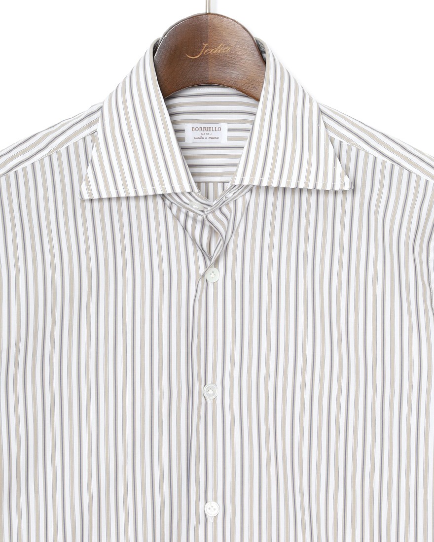 BORRIELLOコットン ストライプ セミワイドカラー シャツ【GAIOLA/ガイオラ】06l