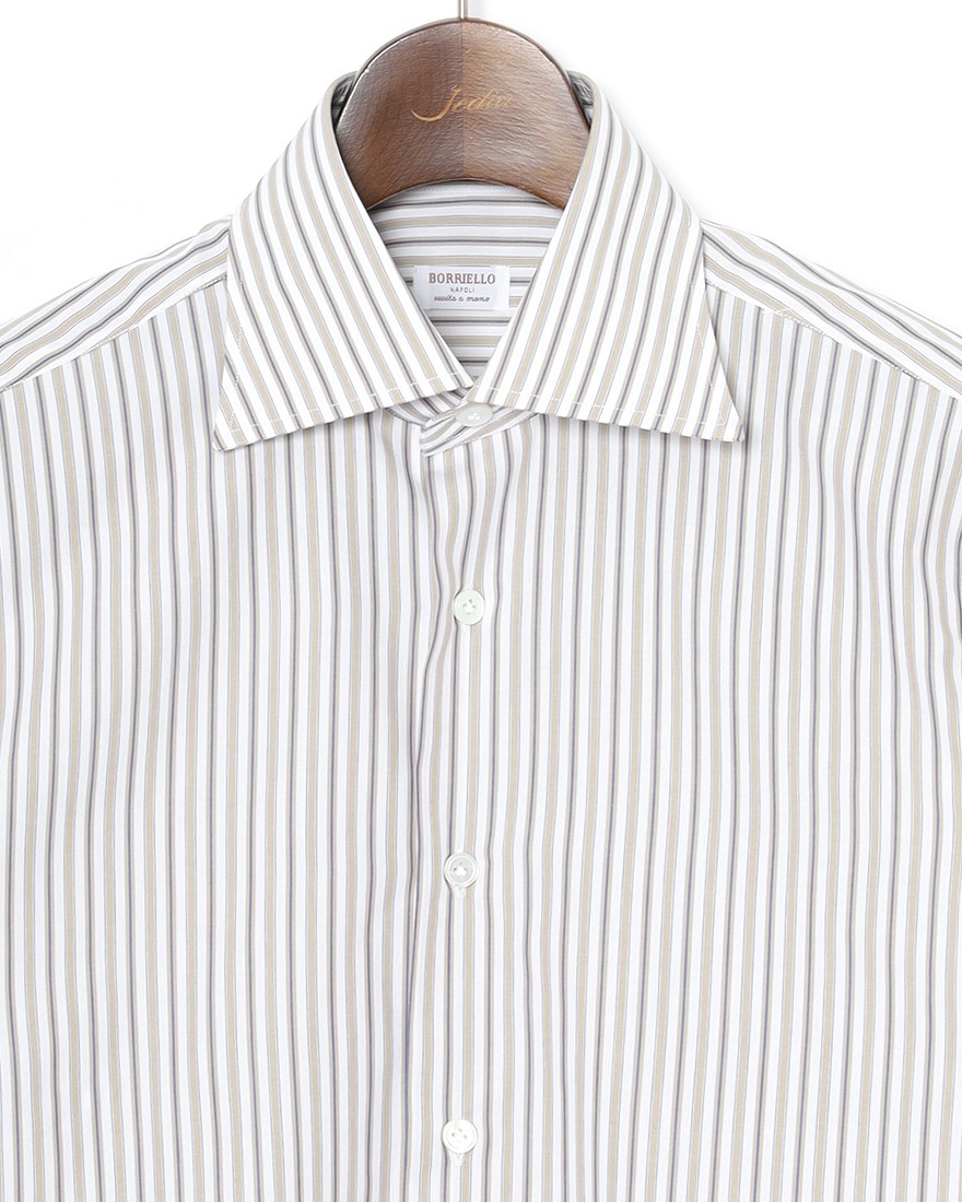 BORRIELLOコットン ストライプ セミワイドカラー シャツ【GAIOLA/ガイオラ】07l