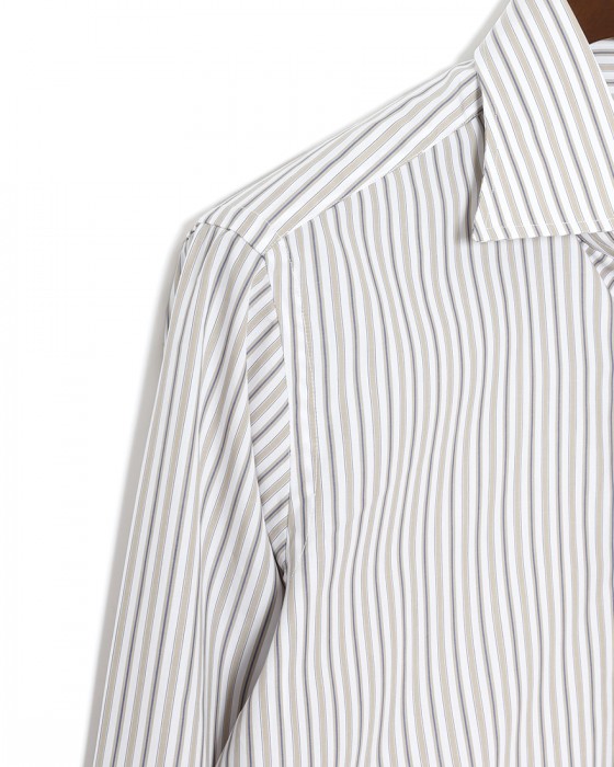 BORRIELLOコットン ストライプ セミワイドカラー シャツ【GAIOLA/ガイオラ】08l