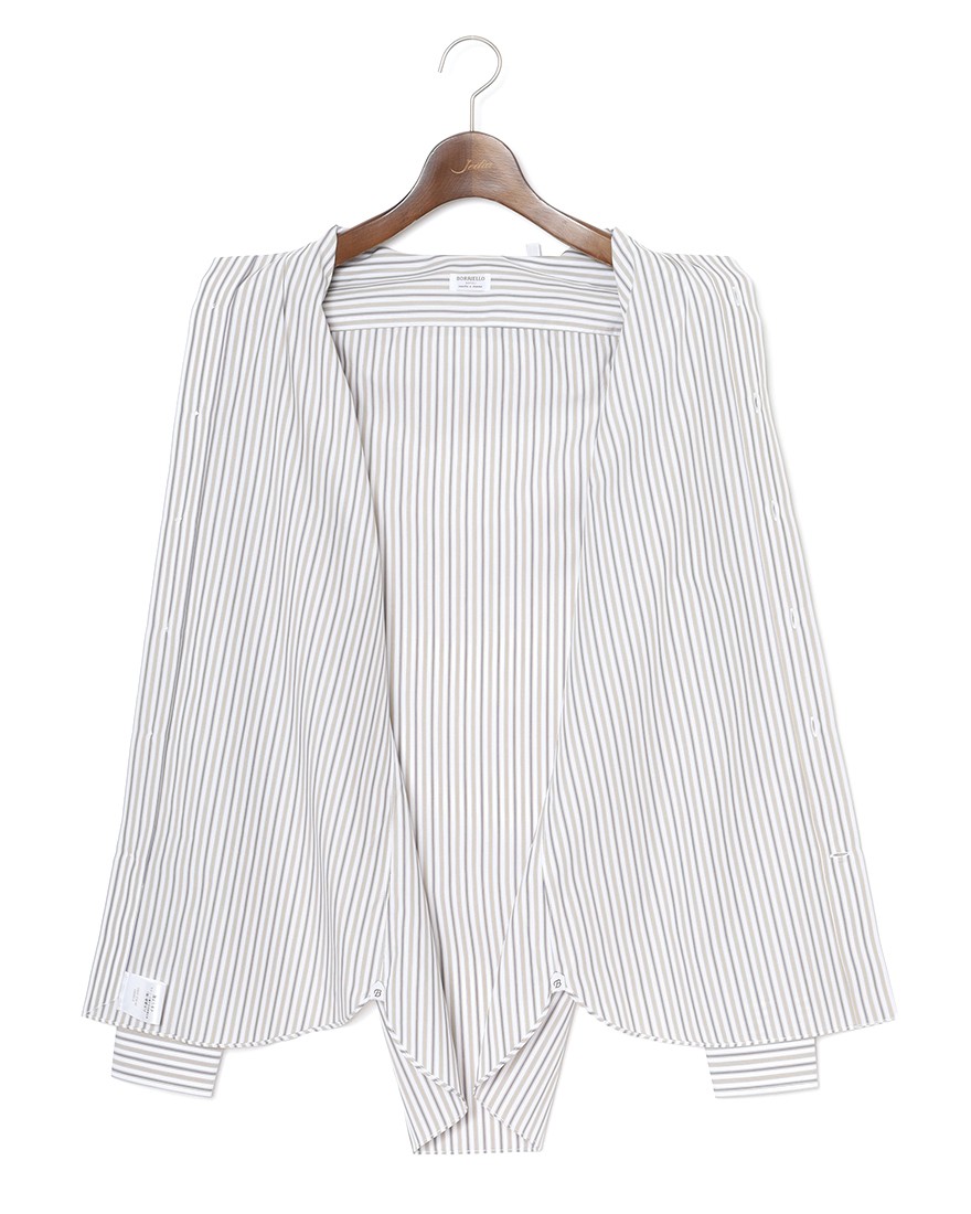 BORRIELLOコットン ストライプ セミワイドカラー シャツ【GAIOLA/ガイオラ】10l