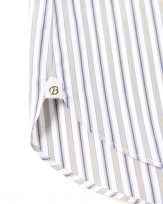 BORRIELLOコットン ストライプ セミワイドカラー シャツ【GAIOLA/ガイオラ】12l