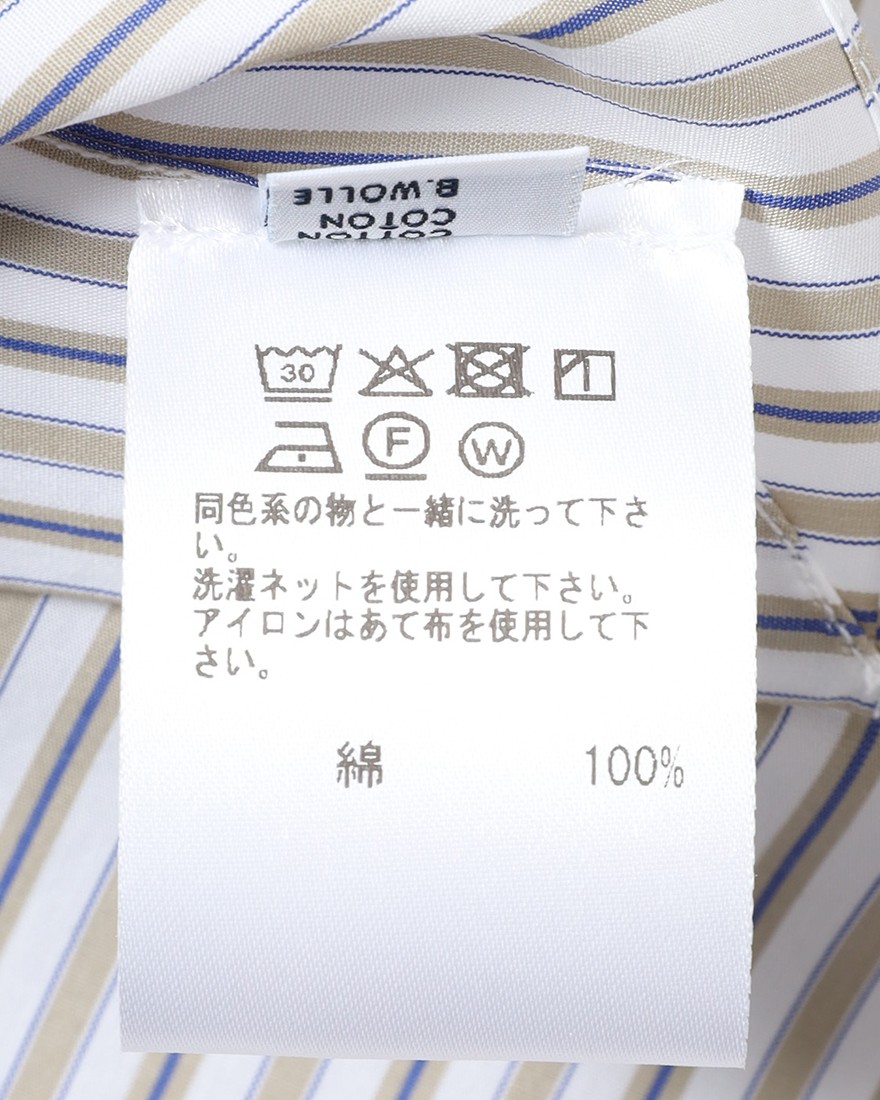BORRIELLOコットン ストライプ セミワイドカラー シャツ【GAIOLA/ガイオラ】18l