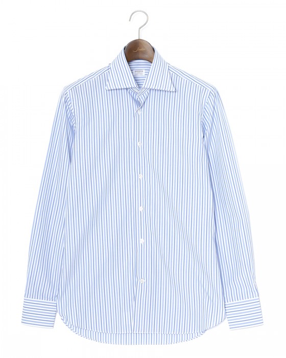 BORRIELLOコットン ストライプ セミワイドカラー シャツ【GAIOLA/ガイオラ】c0
