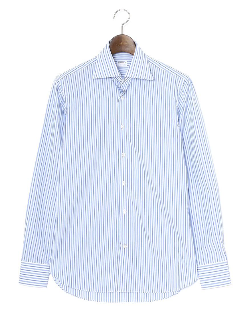 BORRIELLOコットン ストライプ セミワイドカラー シャツ【GAIOLA/ガイオラ】c0